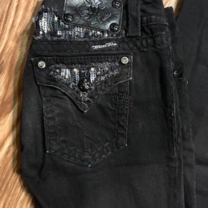 Miss Me Buckle Black Bootcut Pants